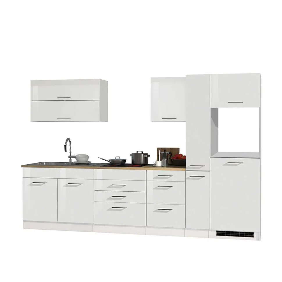 Weiße Leerblock Küche 320cm - Cuneo (achtteilig)