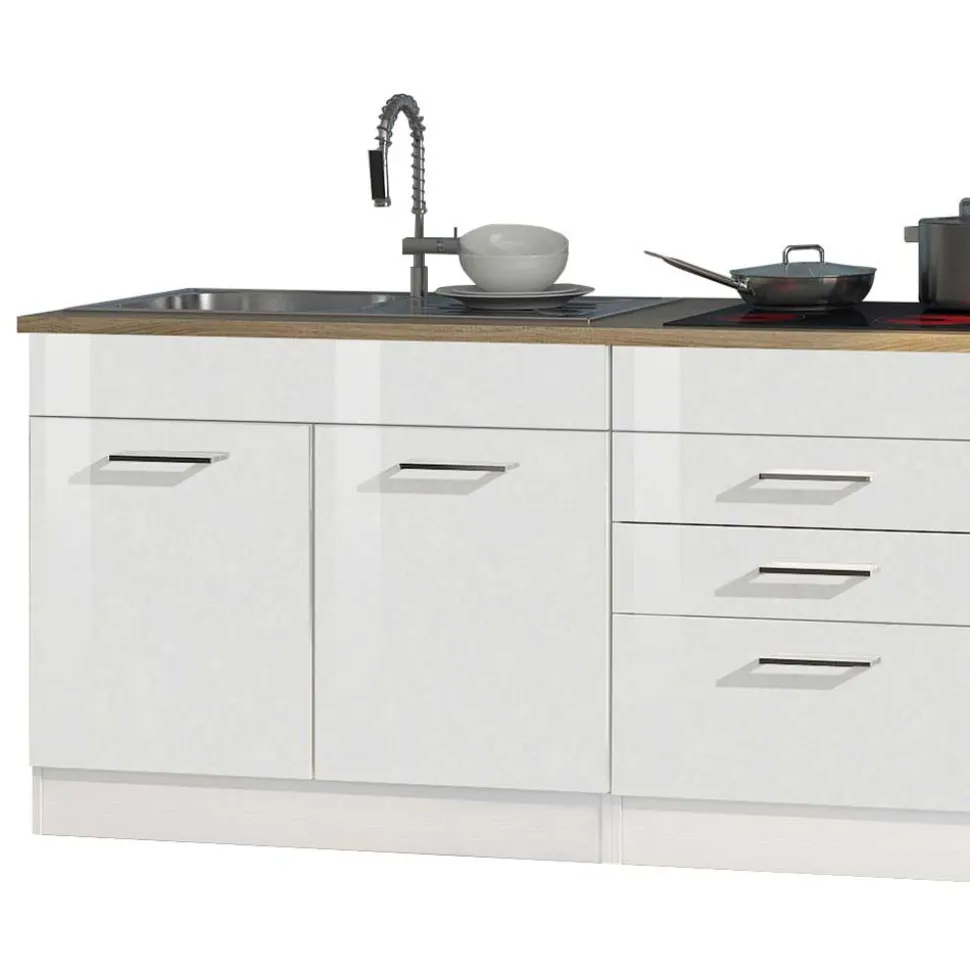 Weiße Leerblock Küche 320cm - Cuneo (achtteilig)