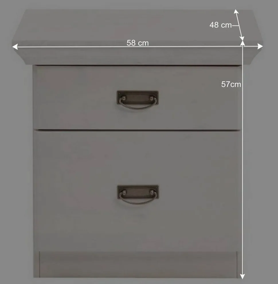 Weiße Nachtkommode 58 cm breit - Satumare