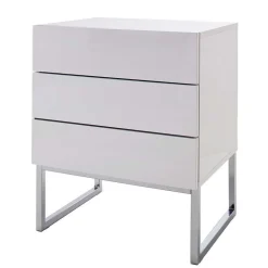 Weiße Nachtkommode mit Bügelgestell Chrom Munarula 50x60x40 cm