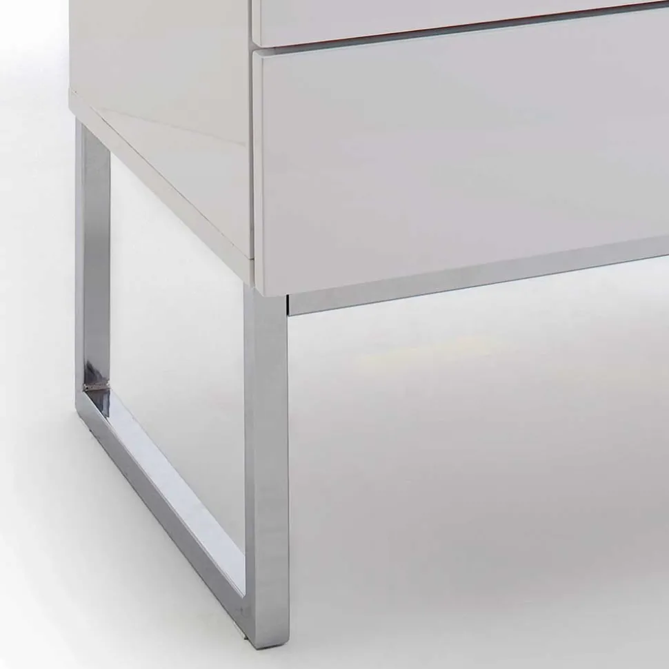 Weiße Nachtkommode mit Bügelgestell Chrom Munarula 50x60x40 cm