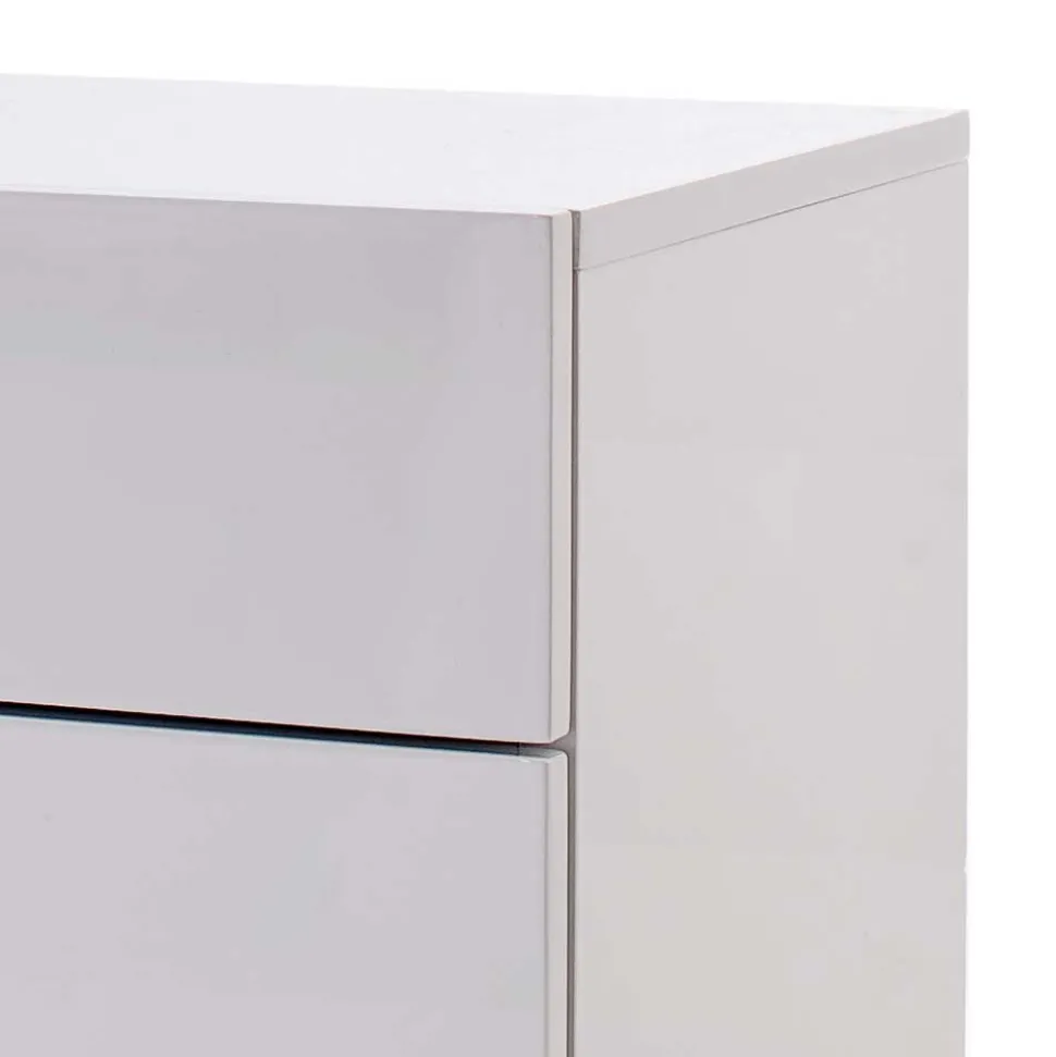 Weiße Nachtkommode mit Bügelgestell Chrom Munarula 50x60x40 cm