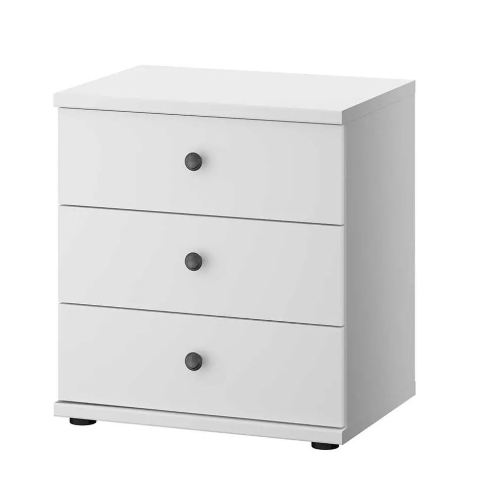 Weiße Nachtkommode mit drei Schubladen - Flinn