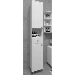 Weißer Badezimmer Hochschrank 30x185x31 cm - Huanga