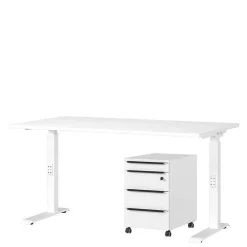 Weißer Bürotisch manuell höhenverstellbar - Sparkle