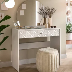 Weißer Design-Schminktisch mit Spiegel - Ustabo