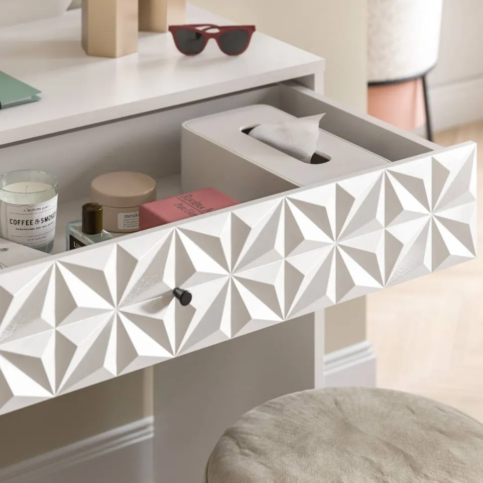 Weißer Design-Schminktisch mit Spiegel - Ustabo