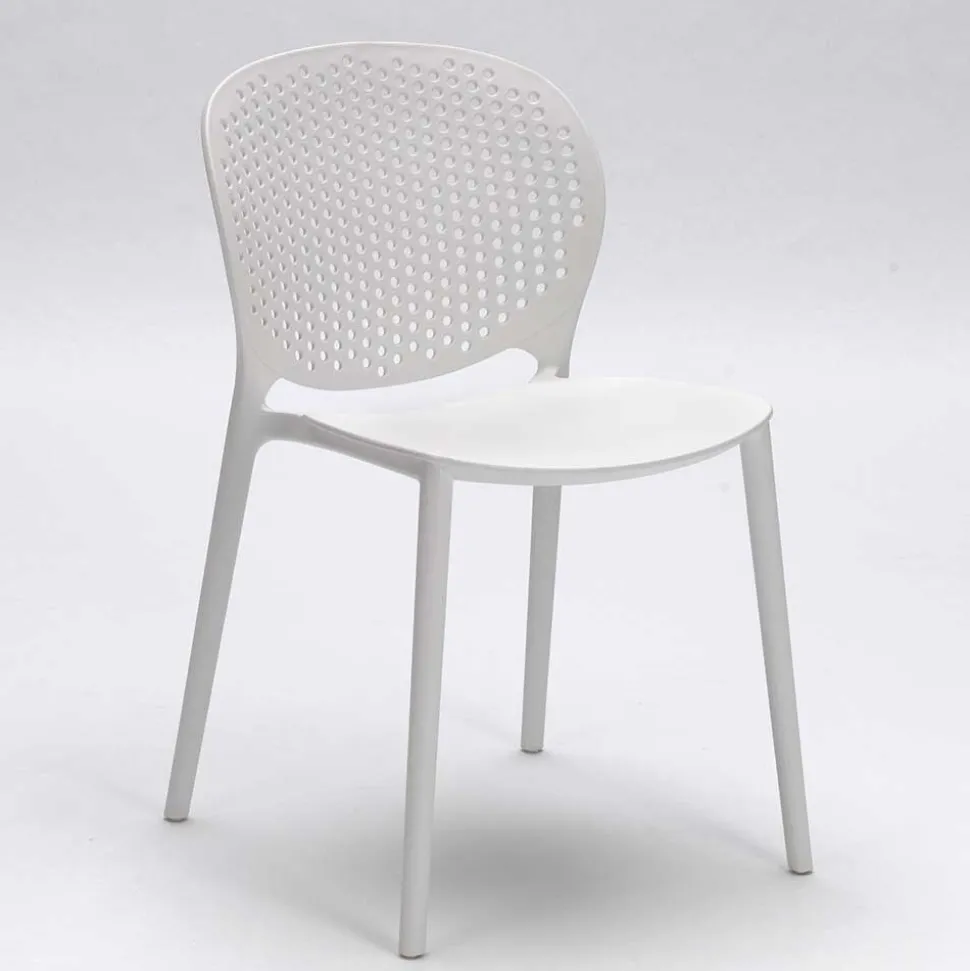 Weißer Gartenstuhl aus Kunststoff Fanovic stapelbar (4er Set)