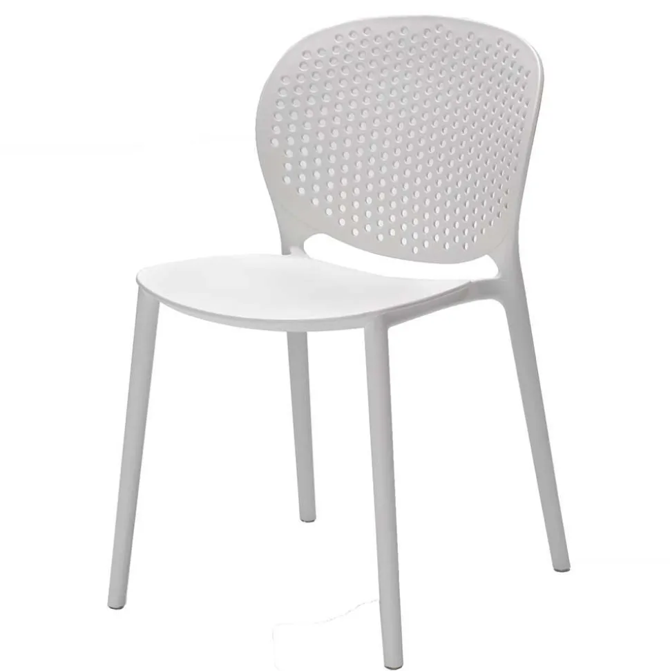 Weißer Gartenstuhl aus Kunststoff Fanovic stapelbar (4er Set)