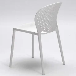 Weißer Gartenstuhl aus Kunststoff Fanovic stapelbar (4er Set)