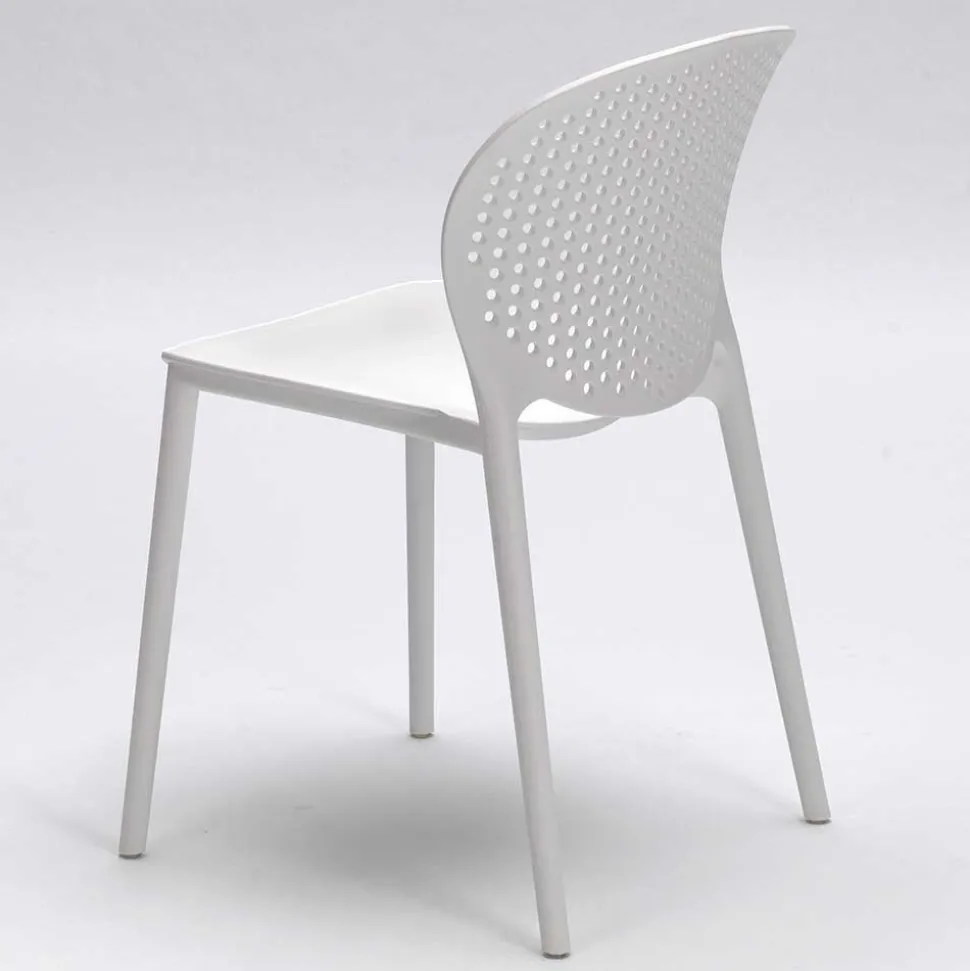 Weißer Gartenstuhl aus Kunststoff Fanovic stapelbar (4er Set)