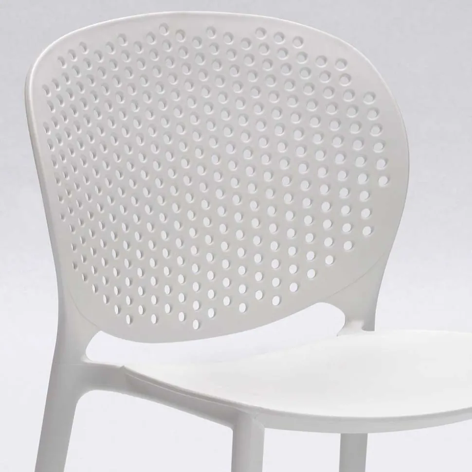 Weißer Gartenstuhl aus Kunststoff Fanovic stapelbar (4er Set)