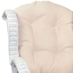 Weißer Geflechtsessel & Fußhocker - Ipolas (zweiteilig)