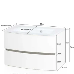 Weißer Hänge-Waschtisch mit zwei Schubladen - Mesciria