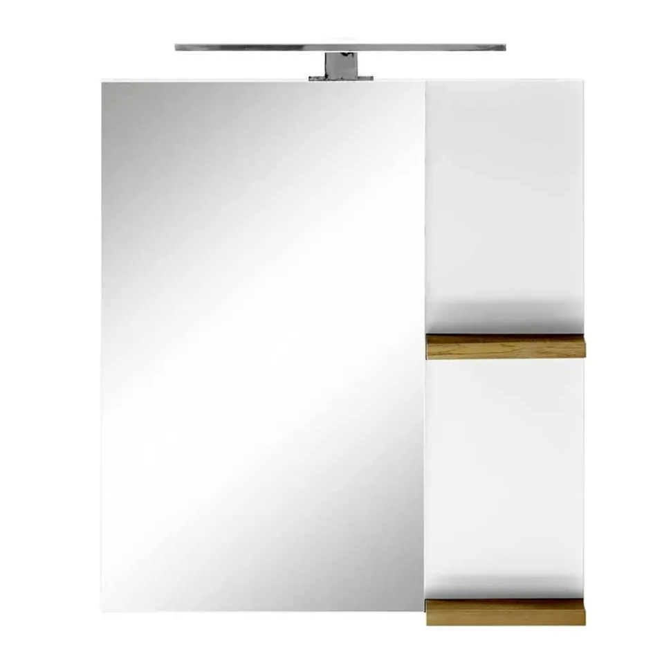 Weißer Hochglanz Badspiegel mit 2 Ablagen - Vauflos