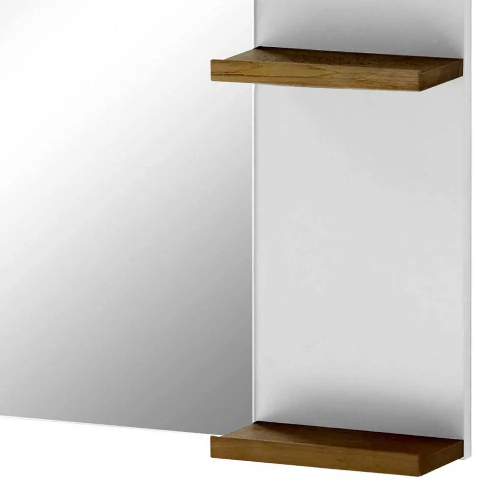 Weißer Hochglanz Badspiegel mit 2 Ablagen - Vauflos