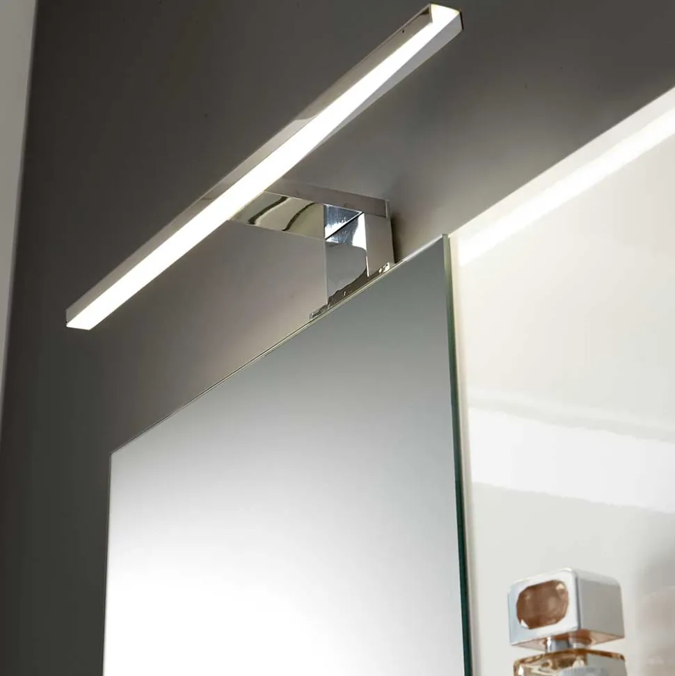 Weißer Hochglanz Badspiegel mit 2 Ablagen - Vauflos