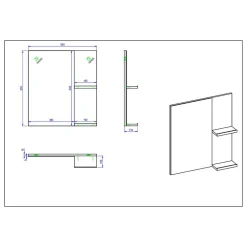 Weißer Hochglanz Badspiegel mit 2 Ablagen - Vauflos