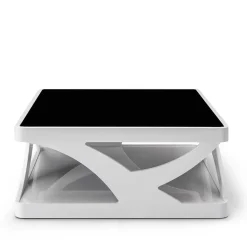 Weißer Hochglanz Couchtisch mit Schwarzglas - Yunike