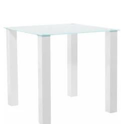 Weißer Hochglanz Tisch mit Glasplatte - Richard
