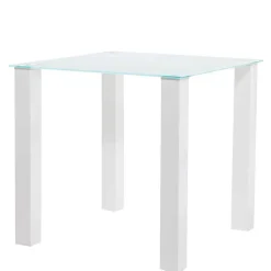 Weißer Hochglanz Tisch mit Glasplatte - Richard
