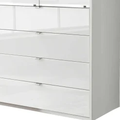 Weißer Kombi-Kleiderschrank mit Glasfront - Rocca