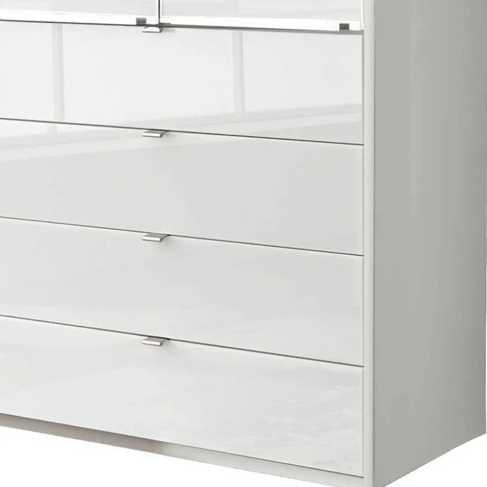 Weißer Kombi-Kleiderschrank mit Glasfront - Rocca