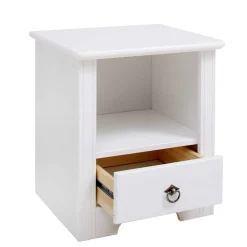 Weißer Nachttisch mit großem Fach - Velriva