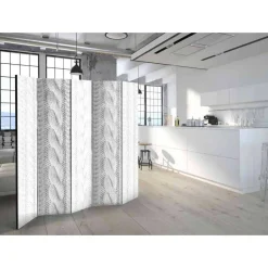 Weißer Paravent mit Strick Zopf Motiv - Coint