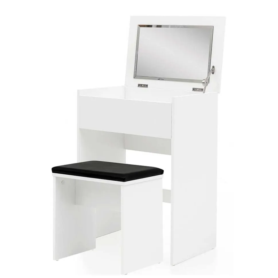 Weißer Schminktisch & Hocker - Toprino (zweiteilig)