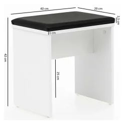 Weißer Schminktisch & Hocker - Toprino (zweiteilig)