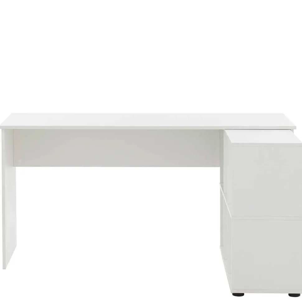 Weißer Schreibtisch mit seitlichem Regal - Obtin