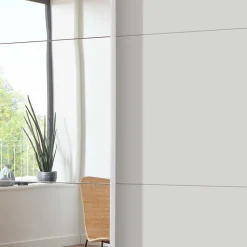 Weißer Schwebetürenschrank mit Spiegel links - Elenya