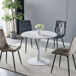 Weißer Sinterstein Tisch mit Trompetenfuß - Glamour