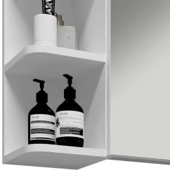 Weißer Spiegelschrank mit seitlichen Regalen - Huanga