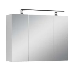 Weißer Spiegelschrank mit LED Licht - 3-türig - Rumanian