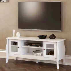 Weißer TV Unterschrank mit zwei Glastüren - Dosalino