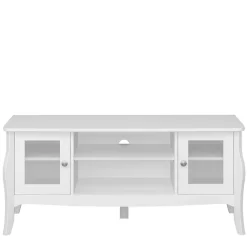 Weißer TV Unterschrank mit zwei Glastüren - Dosalino