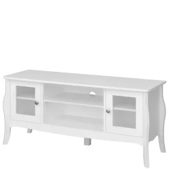 Weißer TV Unterschrank mit zwei Glastüren - Dosalino
