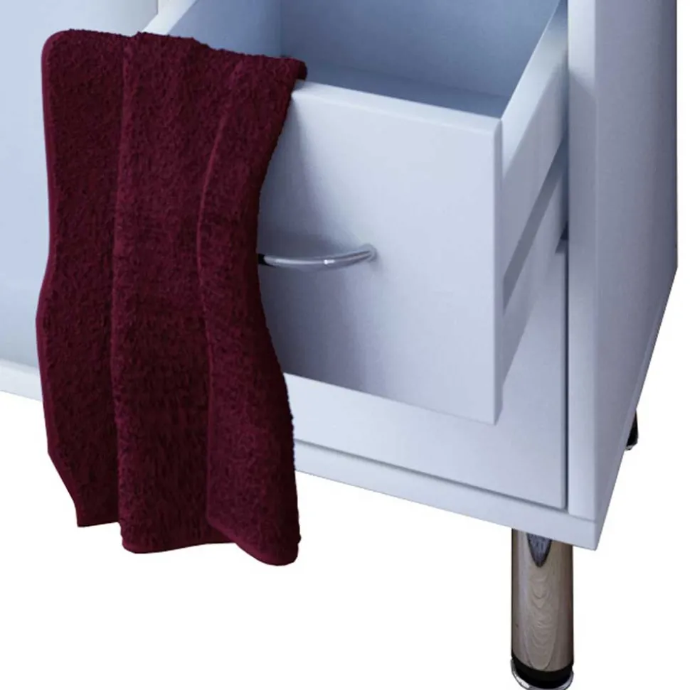 Weißer Unterbeckenschrank mit Milchglas-Tür - Eiken