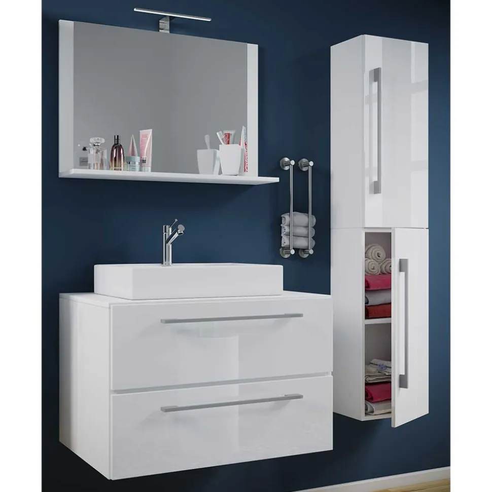 Weißer Waschplatz & Hochschrank - Ipsum (dreiteilig)