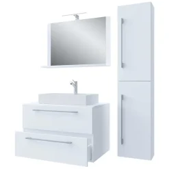 Weißer Waschplatz & Hochschrank - Ipsum (dreiteilig)