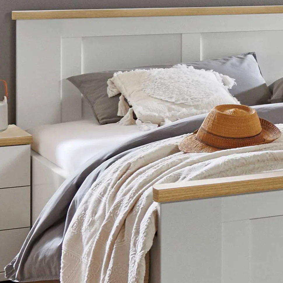 Weißes Bett im Country Style mit Absetzung - Ignacio