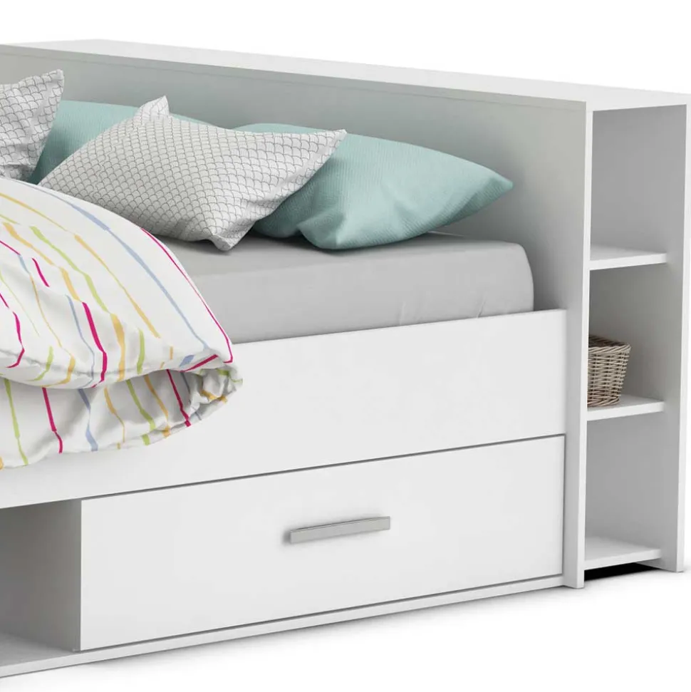 Weißes Bett 160x200 cm mit Stauraum - Monja