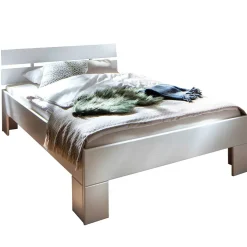 Weißes Bettgestell aus Fichte Massivholz - Snoudy