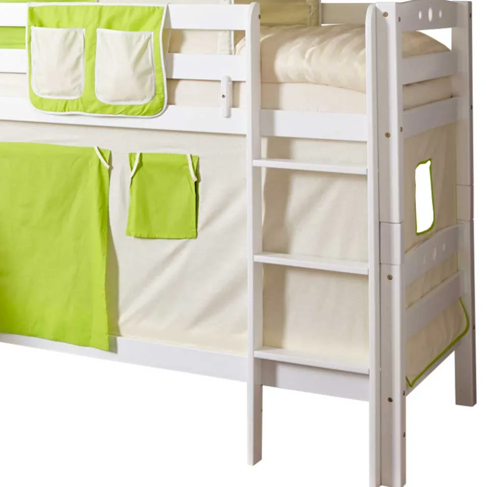 Weißes Buche Etagenbett mit Rutsche - Paso