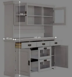 Weißes Buffet Schrank aus Kiefer massiv - Akbelev