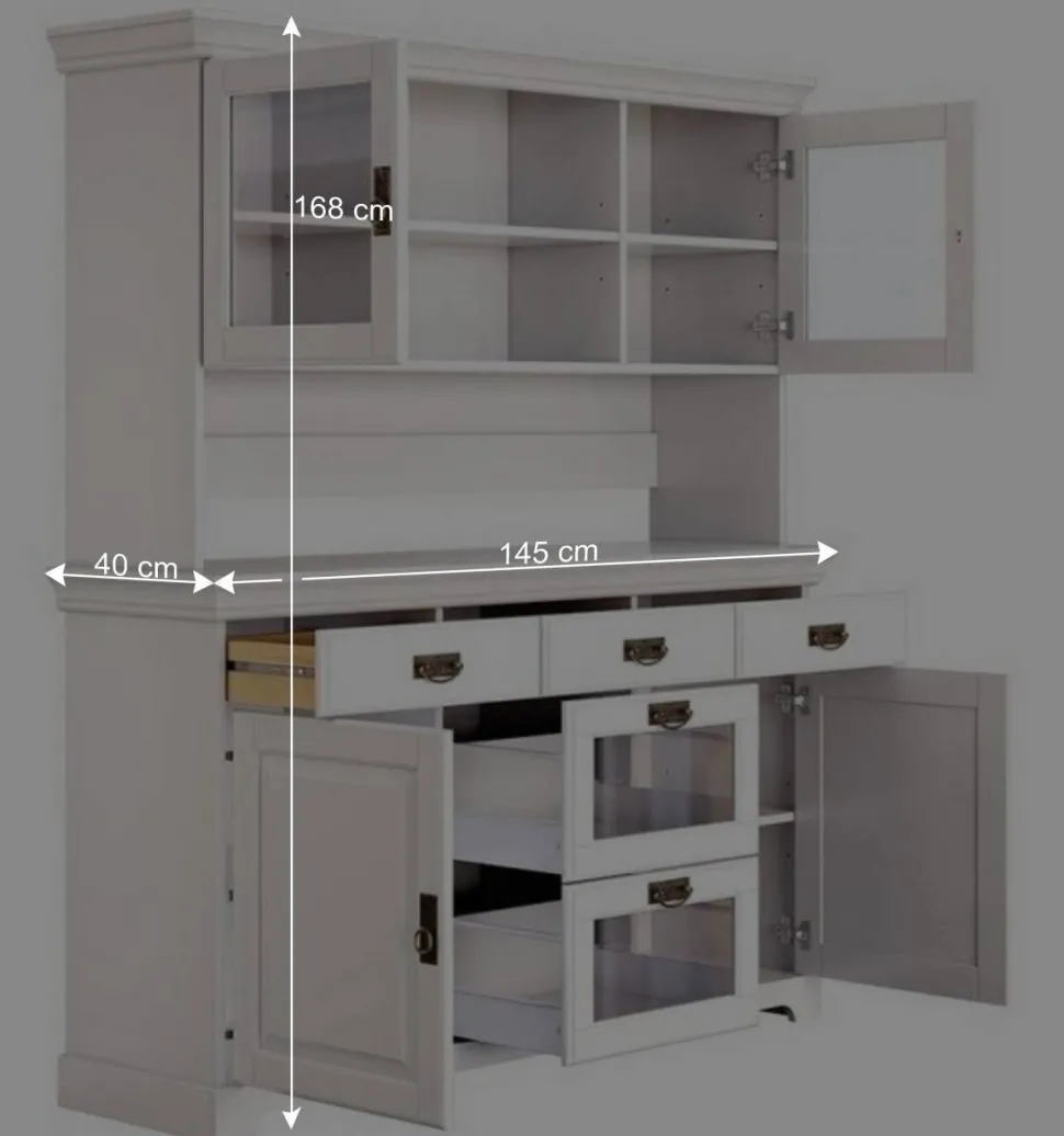 Weißes Buffet Schrank aus Kiefer massiv - Akbelev