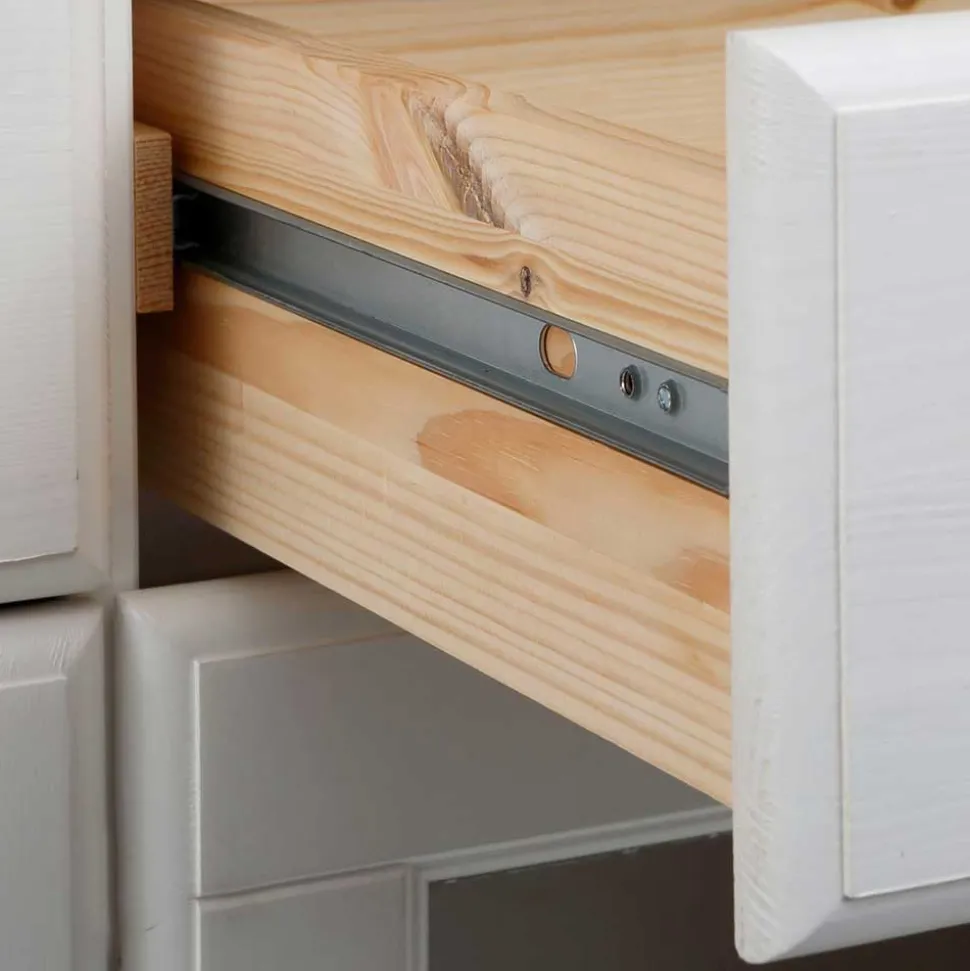 Weißes Buffet Schrank aus Kiefer massiv - Akbelev