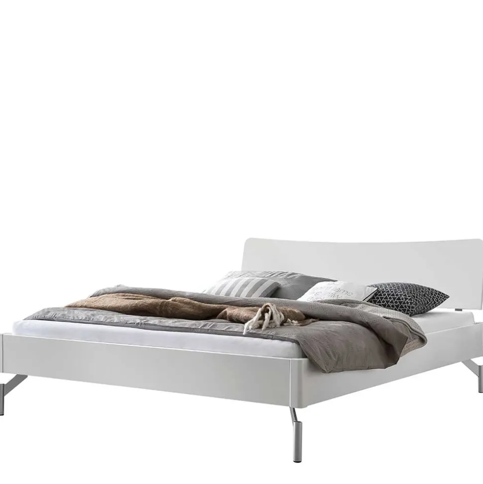 Weißes Designbett in 140x200 cm - Shuffle